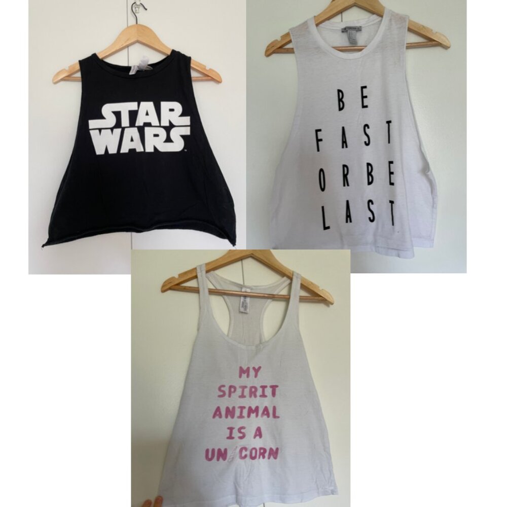 Bundle of 3 Workout Crop Tank Tops (H&M and F21 Muscle Tees)
